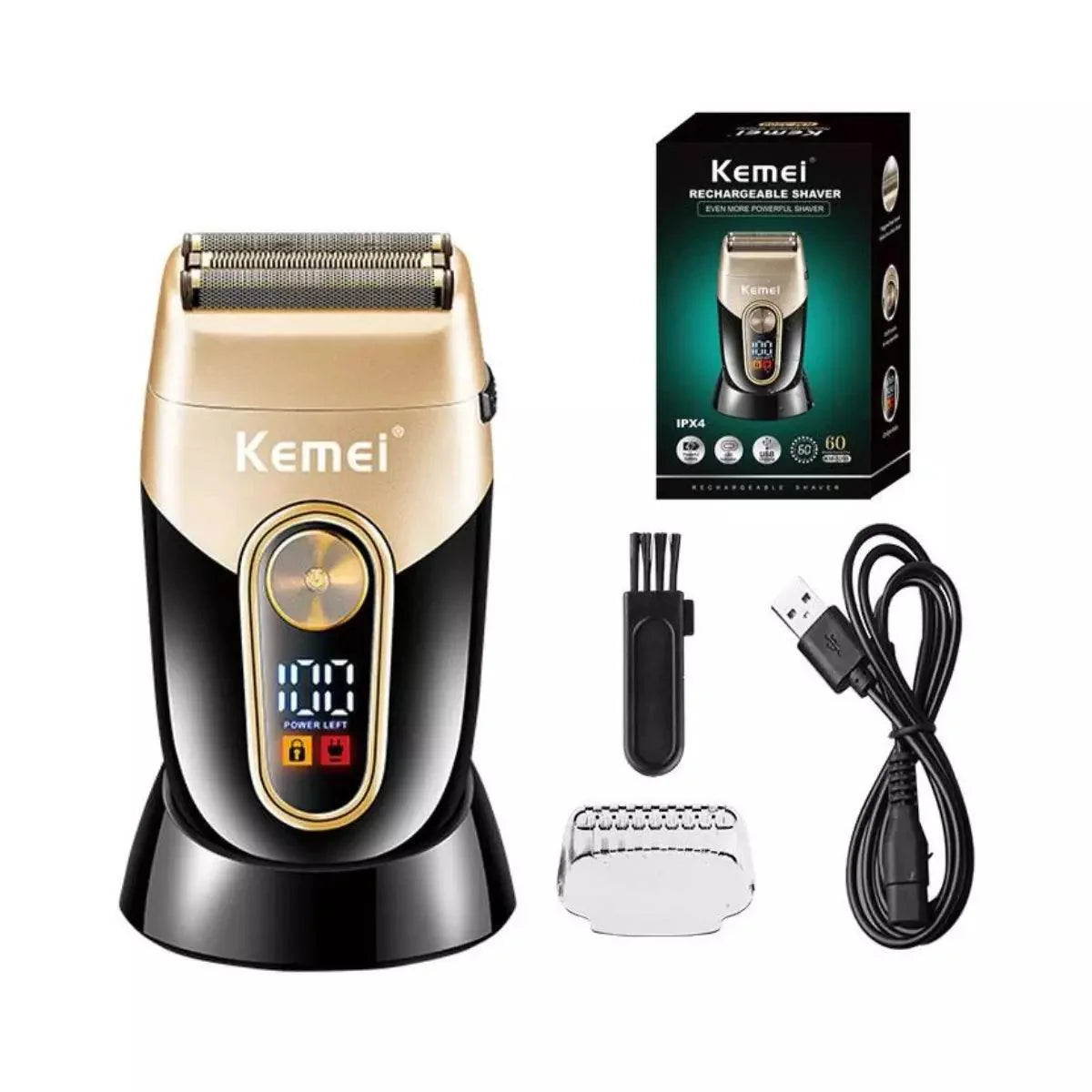 Barbeador Elétrico Profissional com Base Km-3209 | Kemei ®