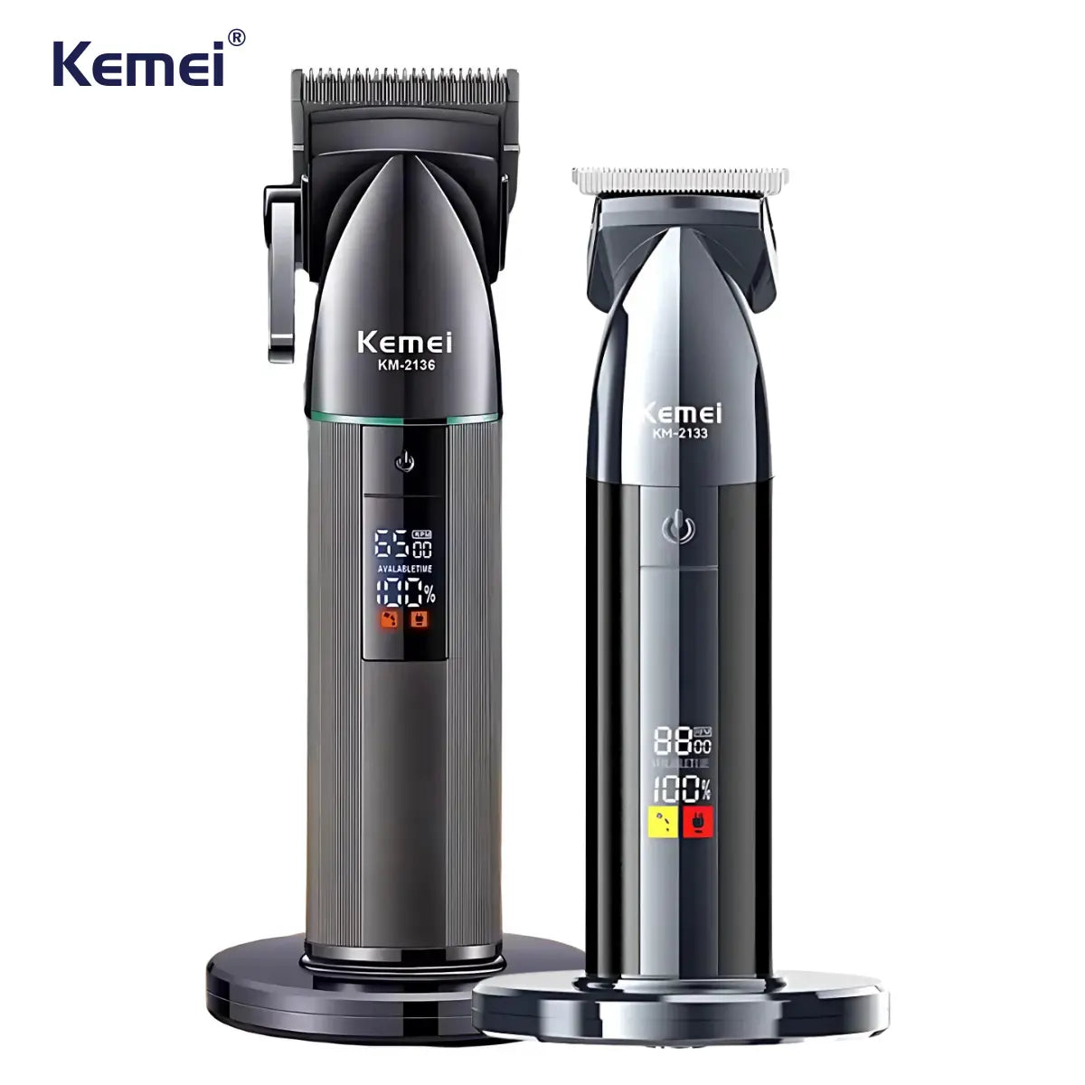 Kit Profissional Máquina de Corte Km-2136 + Acabamento Km-2133 | Kemei ®
