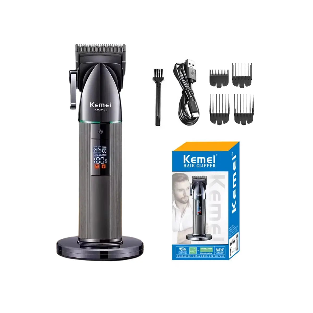 Kit Profissional Máquina de Corte Km-2136 + Acabamento Km-2133 | Kemei ®