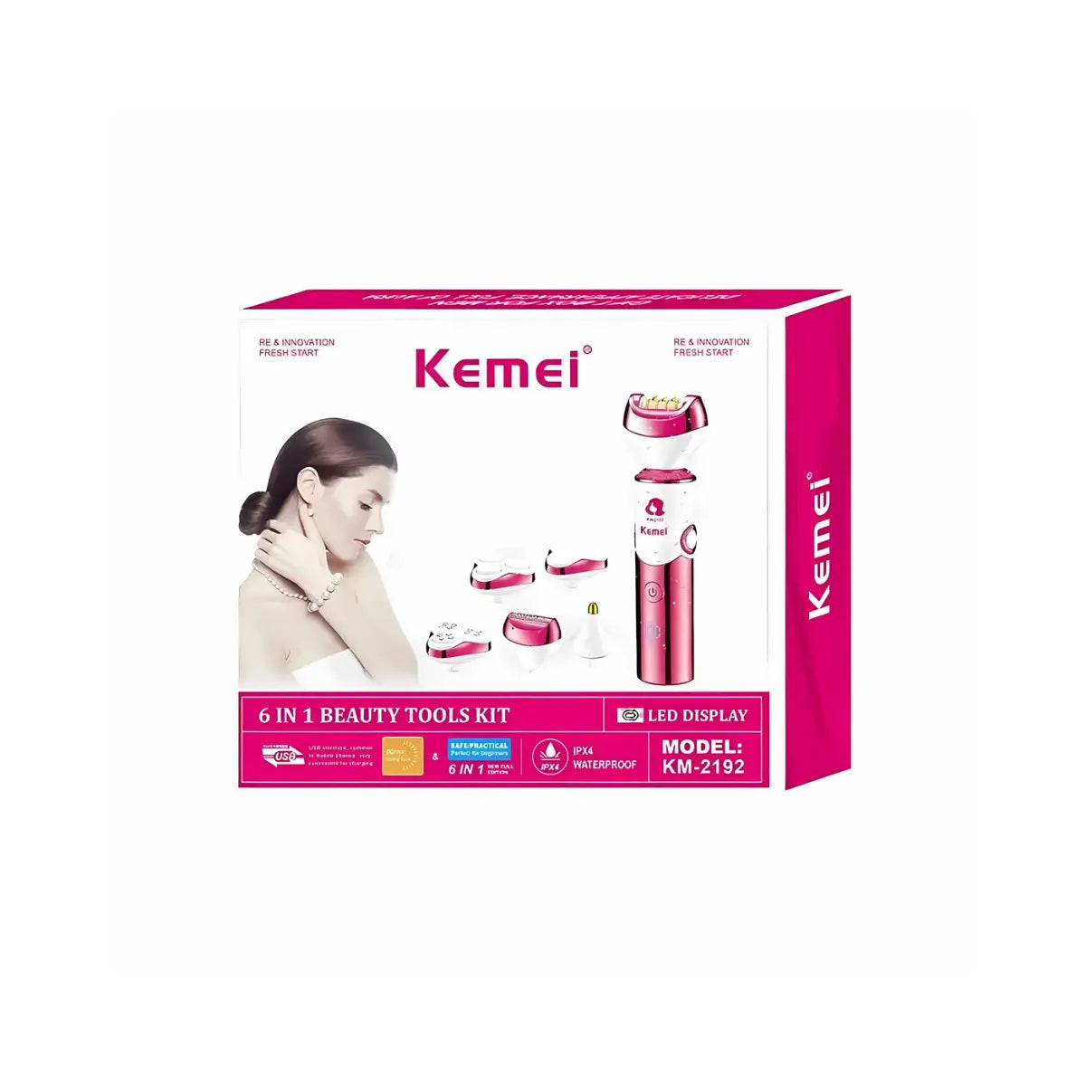 Depilador Feminino 6 em 1 Alta Velocidade com ajuste até 80° km-2192 | Kemei ®