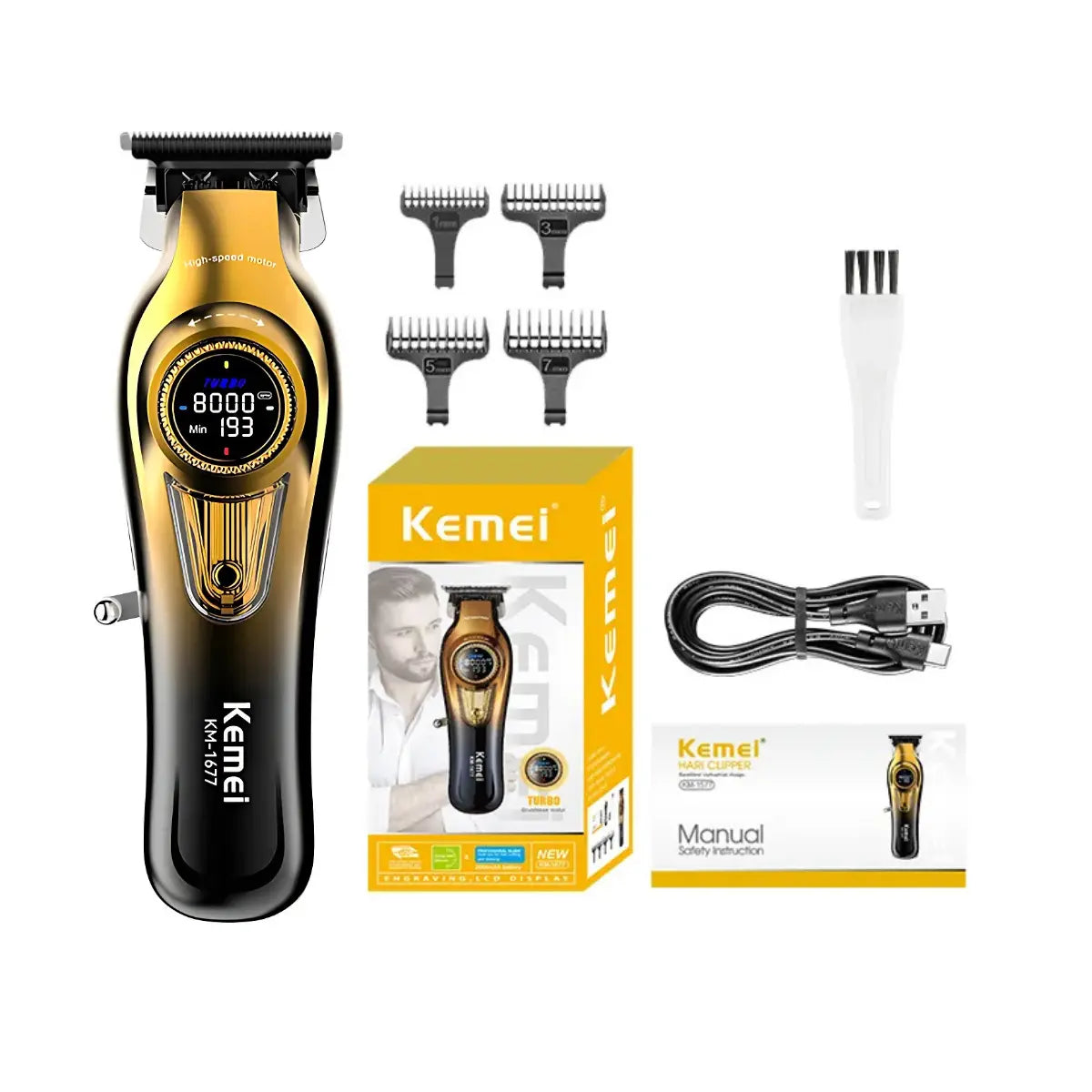 Kit Profissional Máquina de Acabamento Km-1677 + Shaver Km-TX10 | Kemei ®