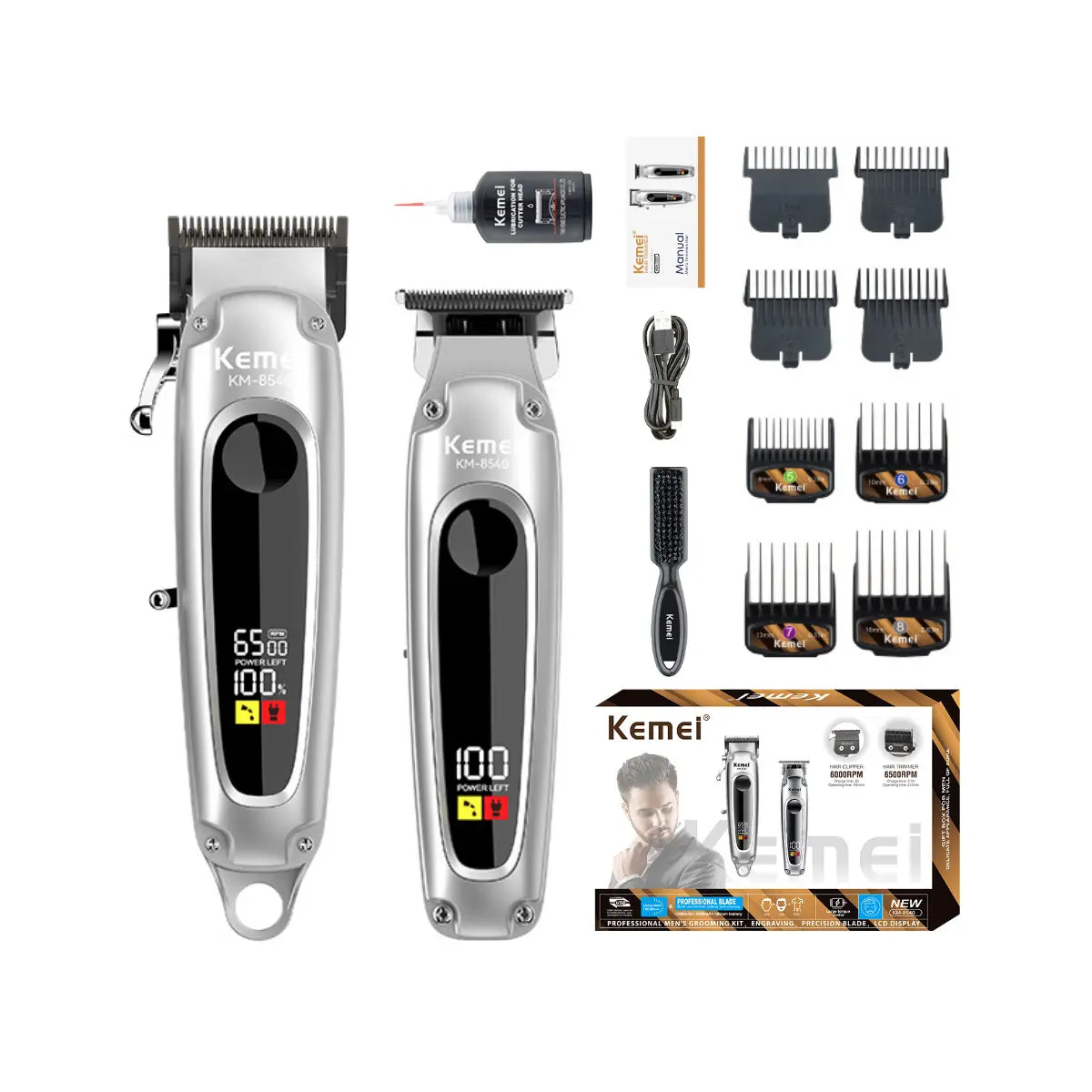 Kit Profissional Máquina de Corte + Acabamento Km-8540 | Kemei ®