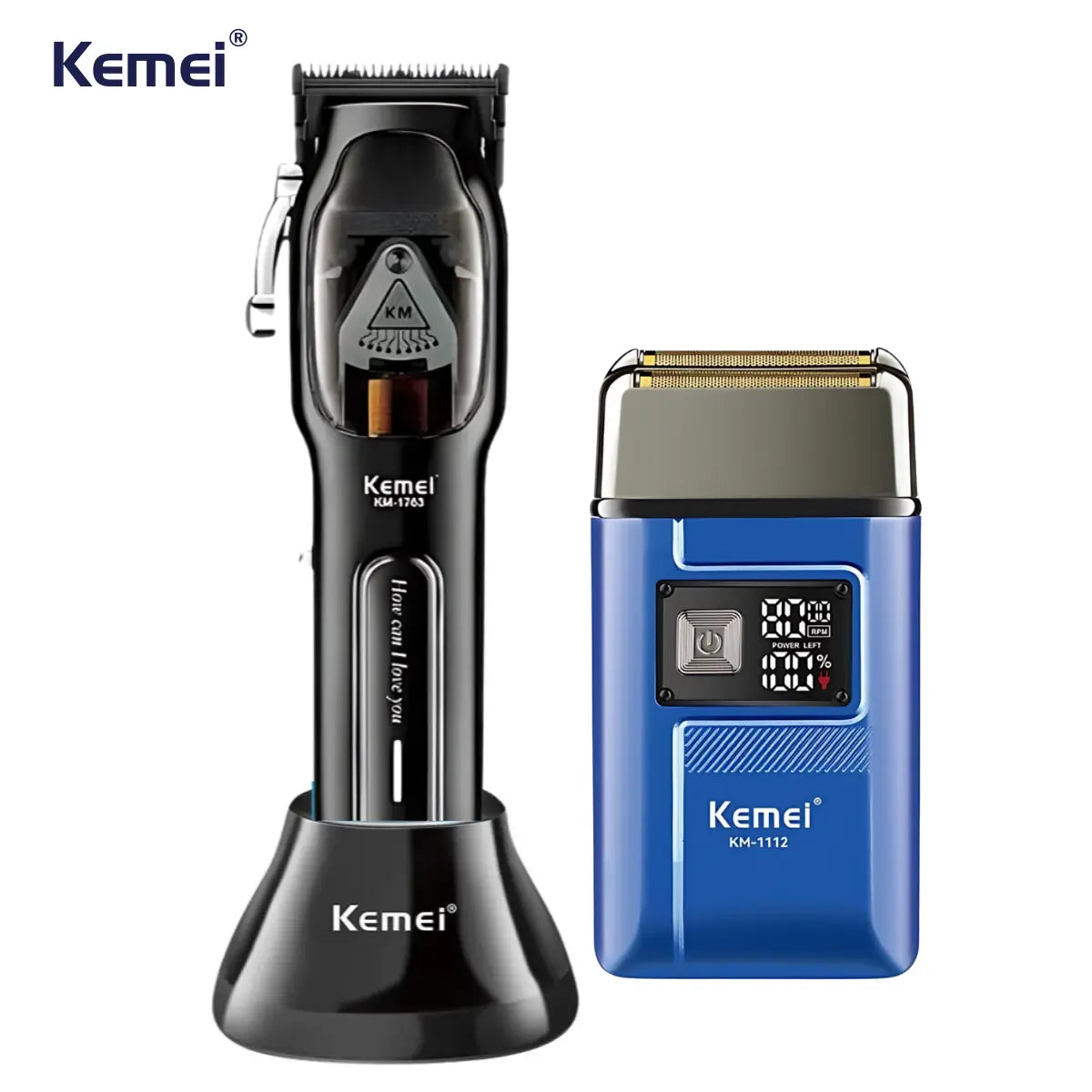 Kit Profissional Máquina de Corte Km-1763 + Shaver Km-1112 | Kemei ®