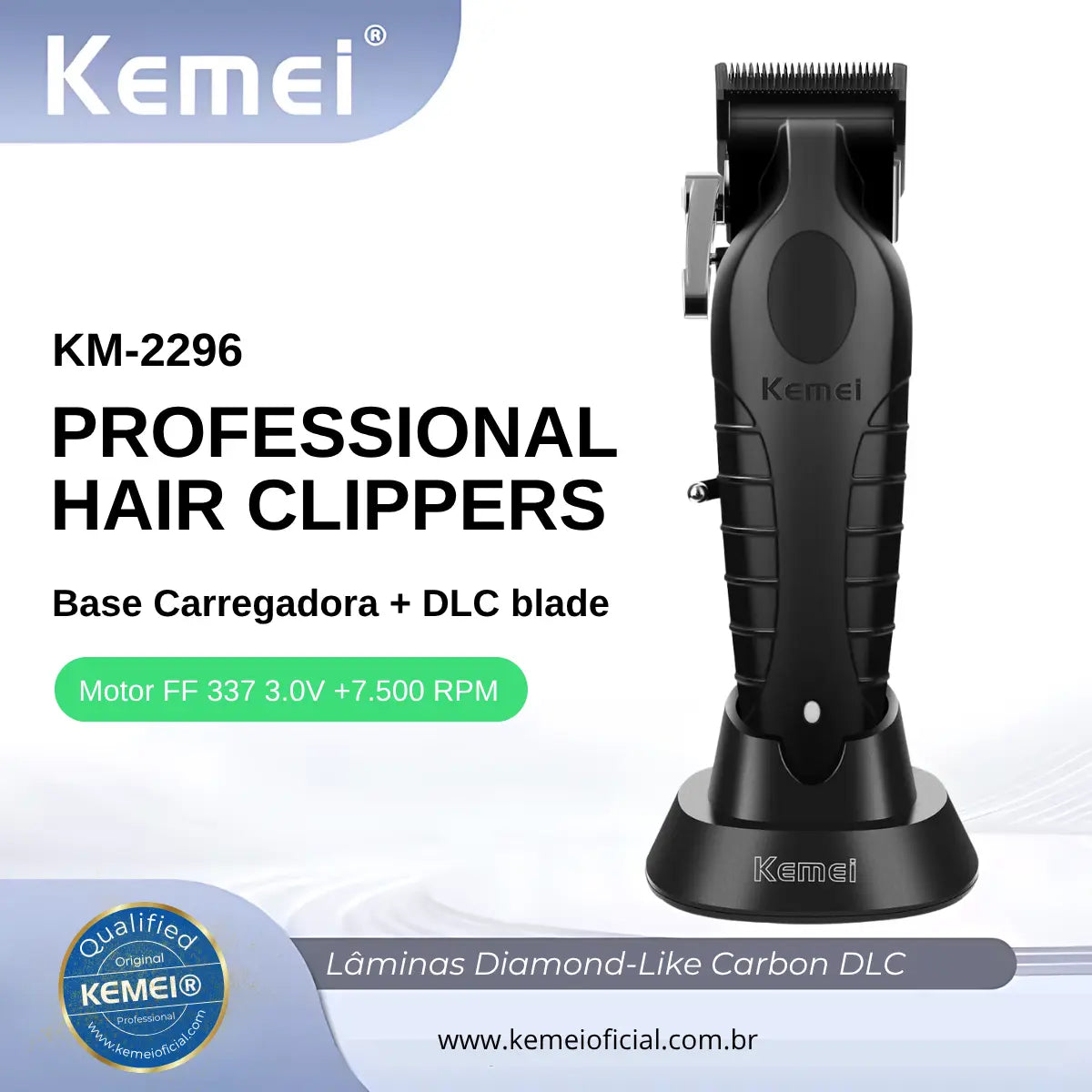 Máquina de Corte Profissional com Base Carregadora Km-2296 | Kemei ®