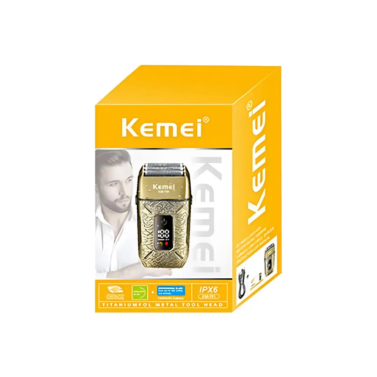 Barbeador Elétrico IPX6 3x Lâminas 7.500 RPM Km-T91 | Kemei ®