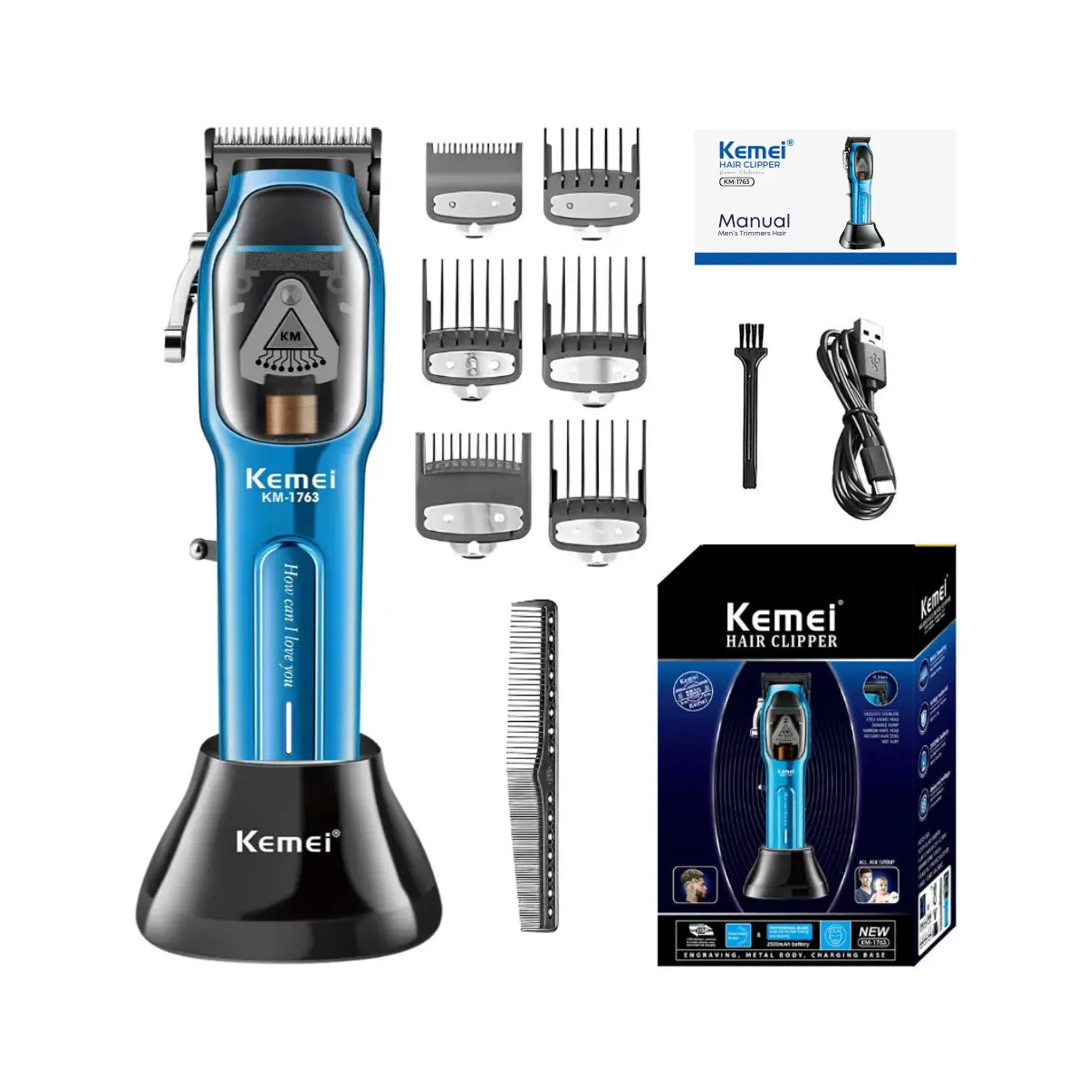 Kit Profissional Máquina de Corte Km-1763 + Acabamento Km-2293 | Kemei ®