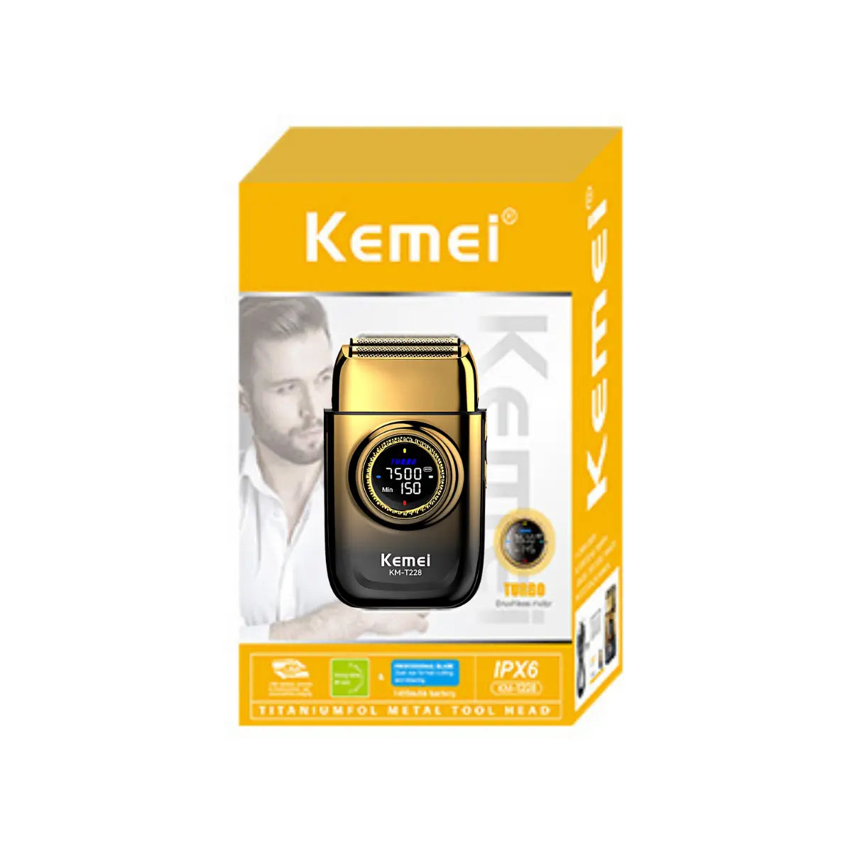 Barbeador Elétrico Turbo 3x velocidades Km-T228 | Kemei ®