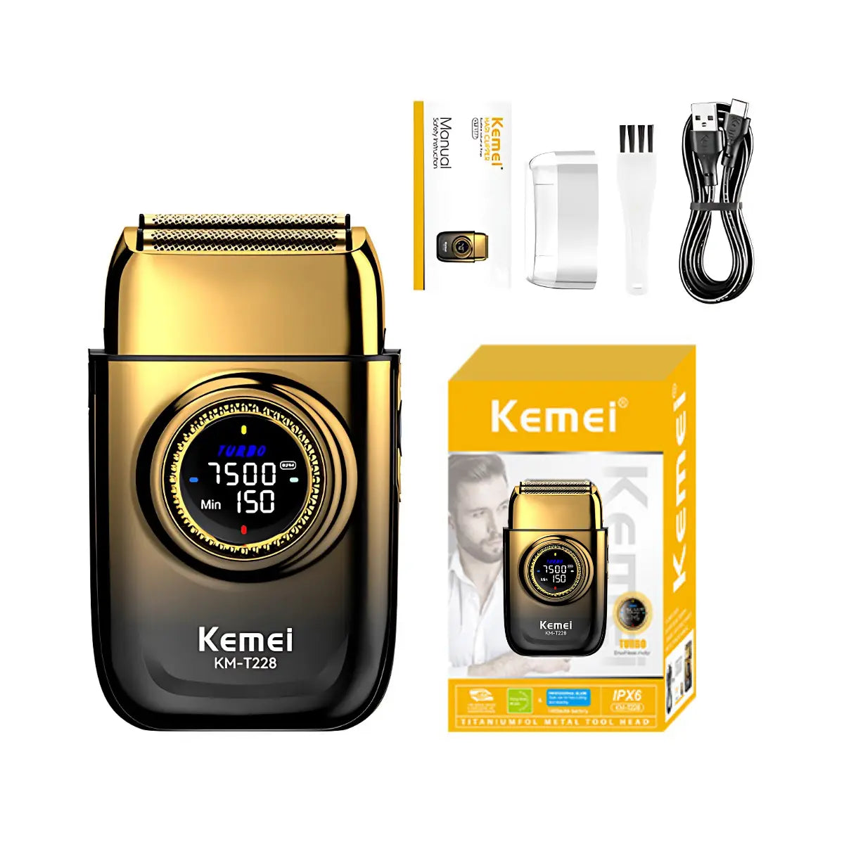 Barbeador Elétrico Turbo 3x velocidades Km-T228 | Kemei ®