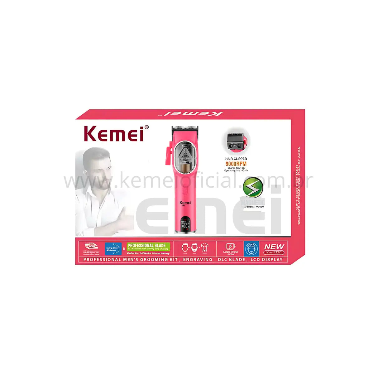 Máquina de Corte Motor Magnético 10w Profissional Km-2120 | Kemei ®