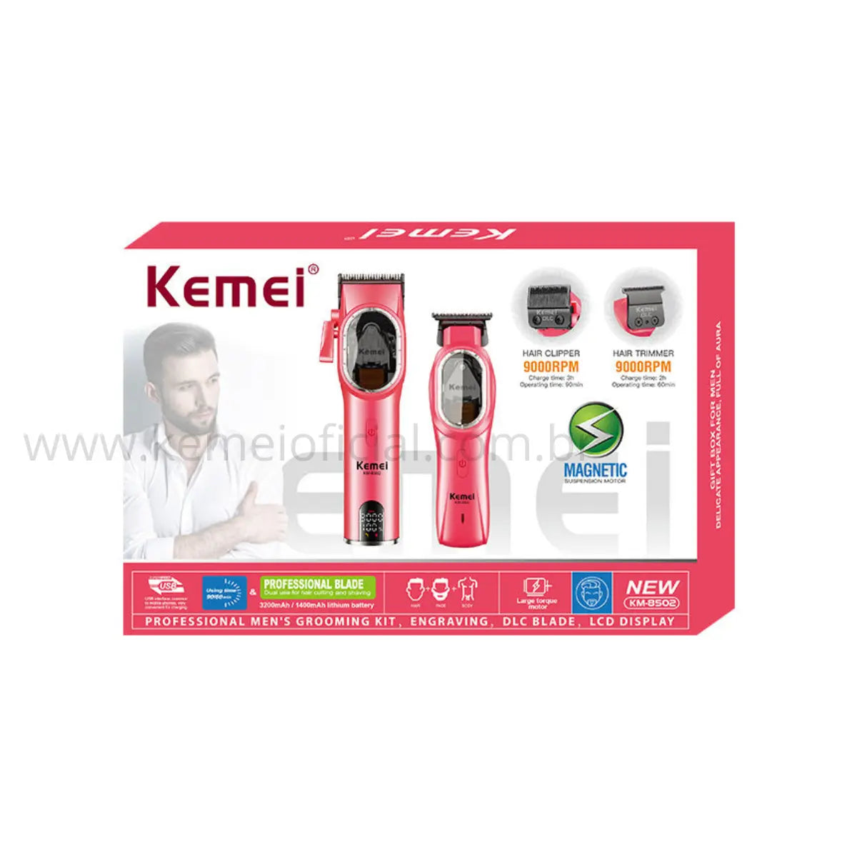 Kit Profissional Máquina de Corte 10w + Acabamento 10w Km-8502 | Kemei ®