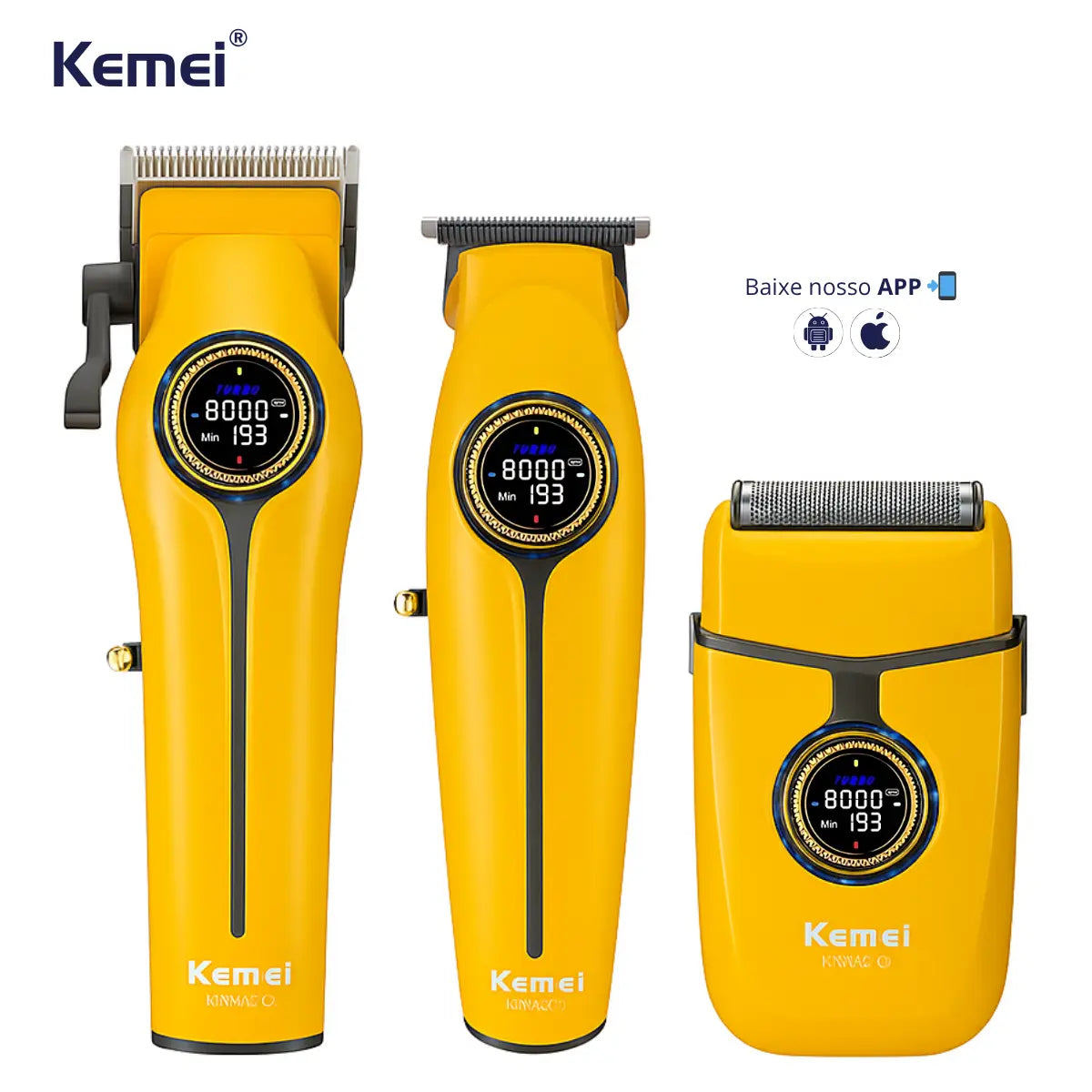 Kit Profissional Máquina de Corte + Acabamento + Shaver Km-8566 | Kemei ®