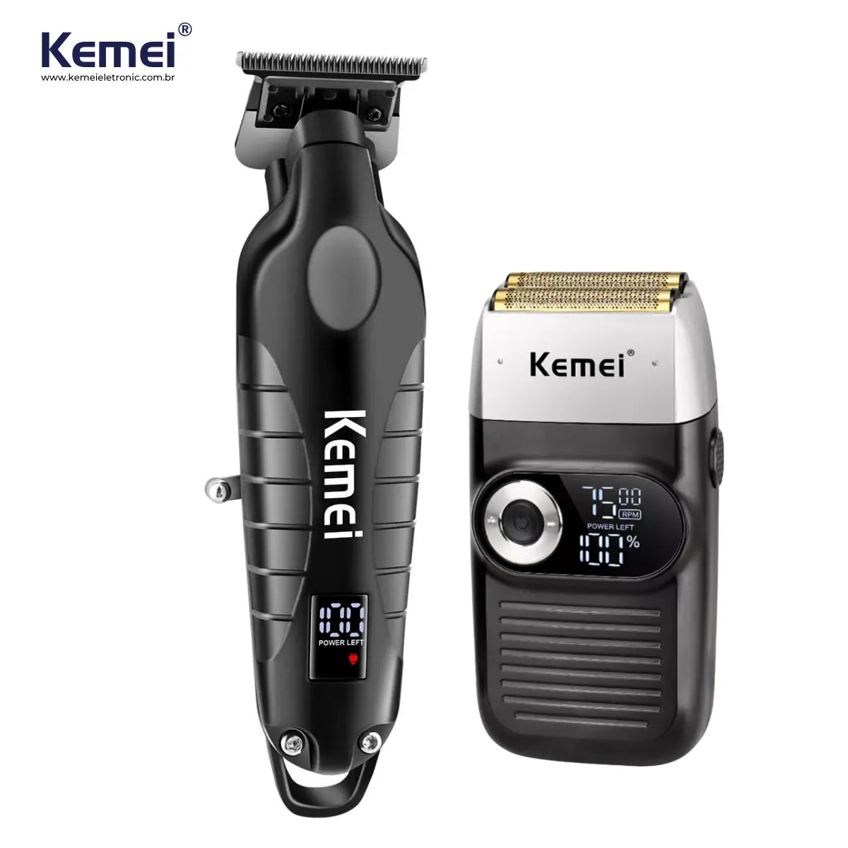 Kit Profissional Máquina de Acabamento Km-2293 + Shaver Km-2026 | Kemei ®