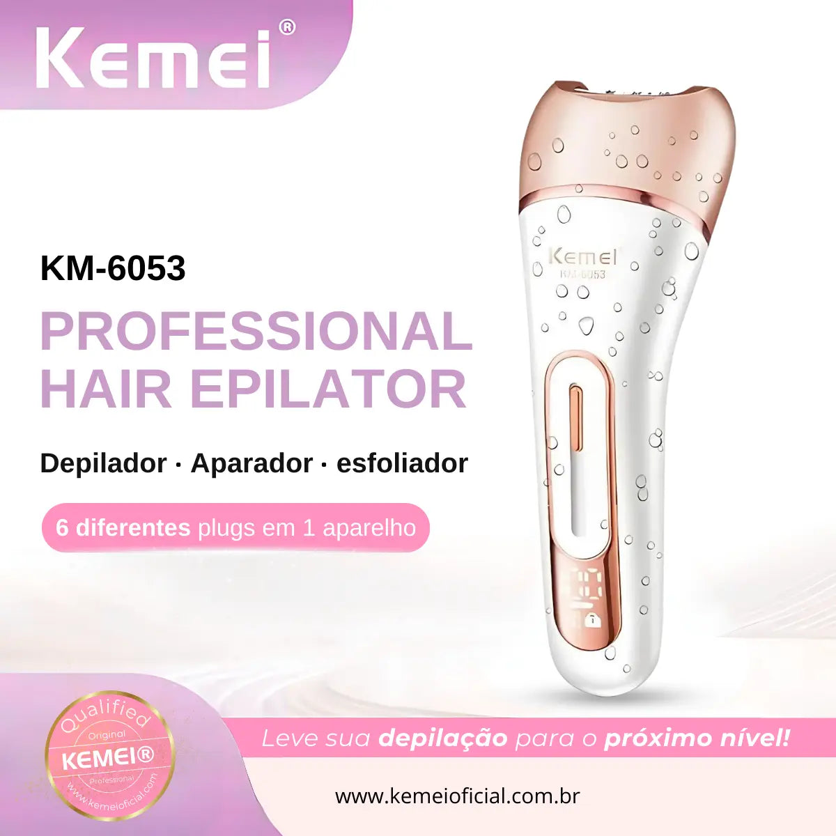 Depilador Feminino 6 em 1 à prova d'agua 2x velocidades km-6053 | Kemei ®