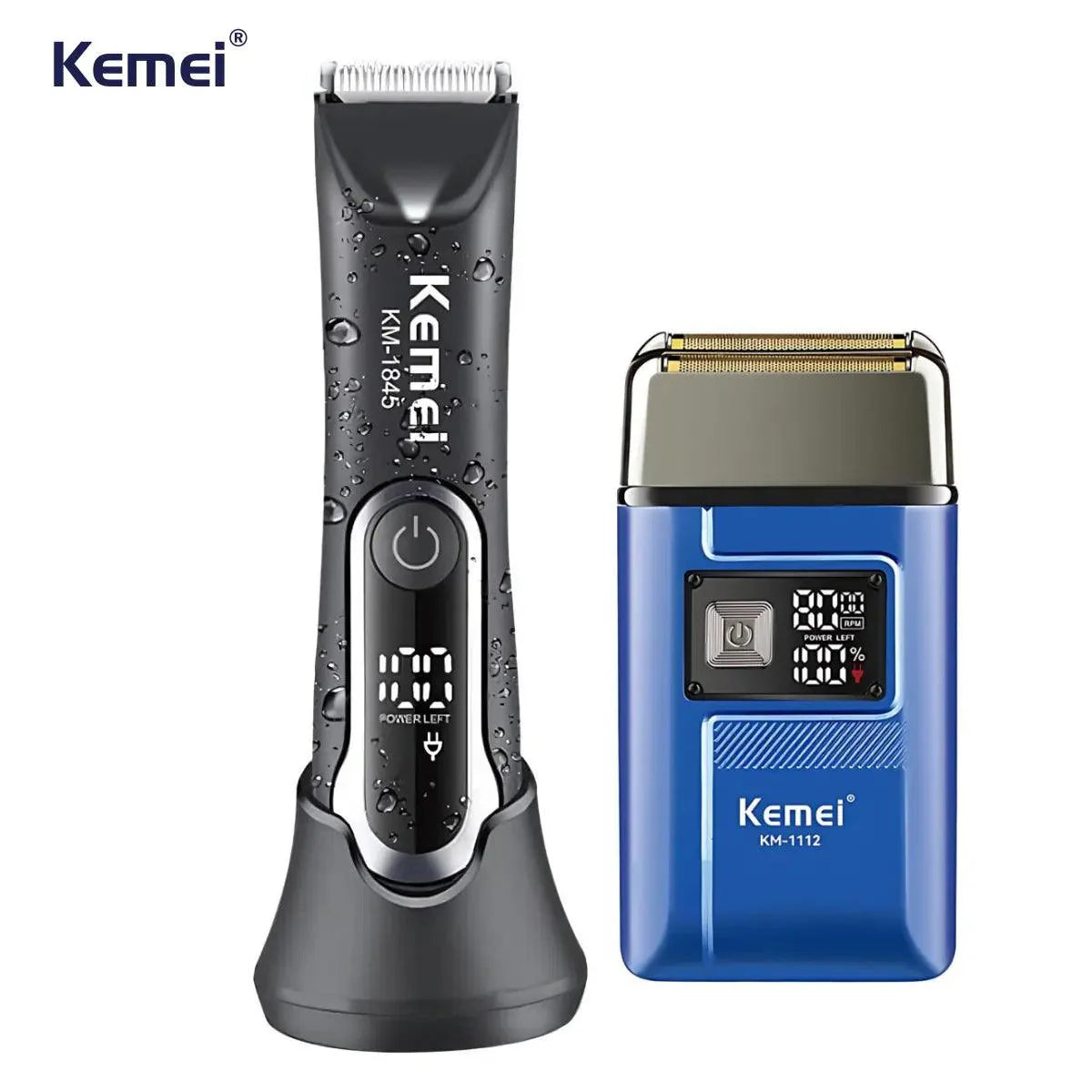 Aparador à Prova D'agua Km-1845 + Shaver 8.000 RPM Km-1112 | Kemei ®