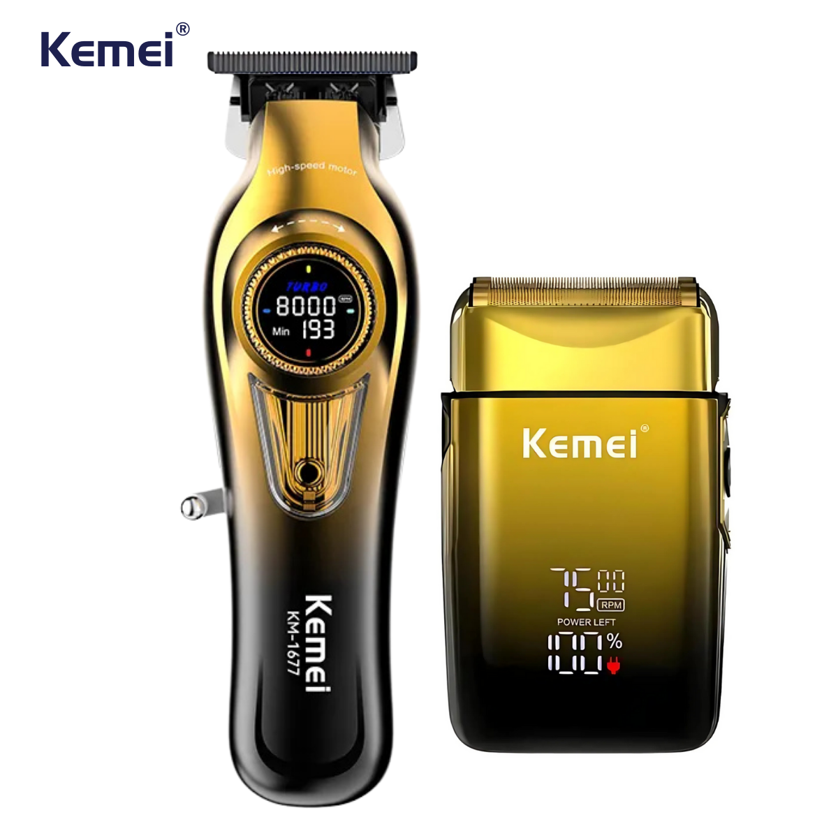 Kit Profissional Máquina de Acabamento Km-1677 + Shaver Km-TX10 | Kemei ®