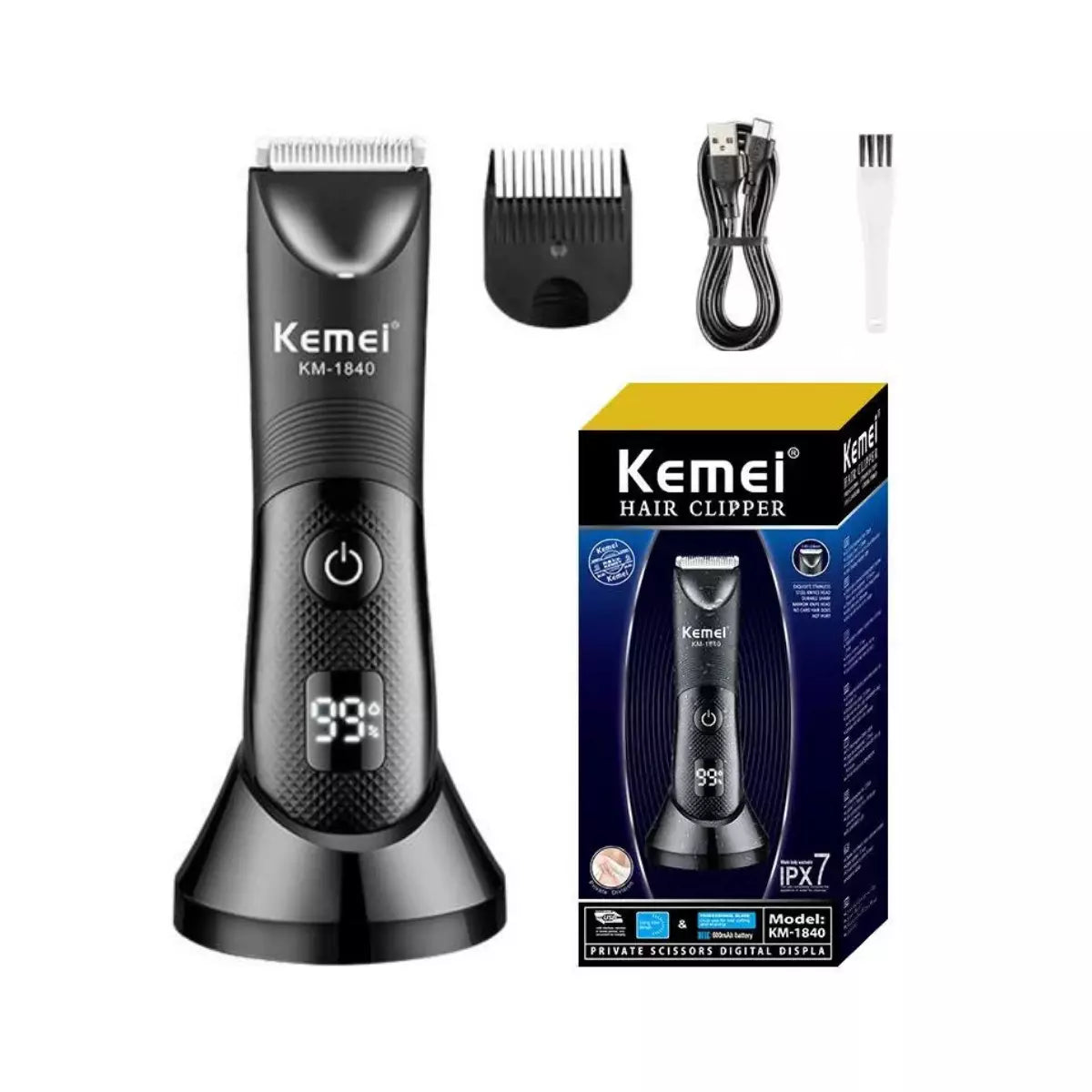 Aparador à Prova D'agua Km-1840 + Barbeador Elétrico Km-2024 | Kemei ®