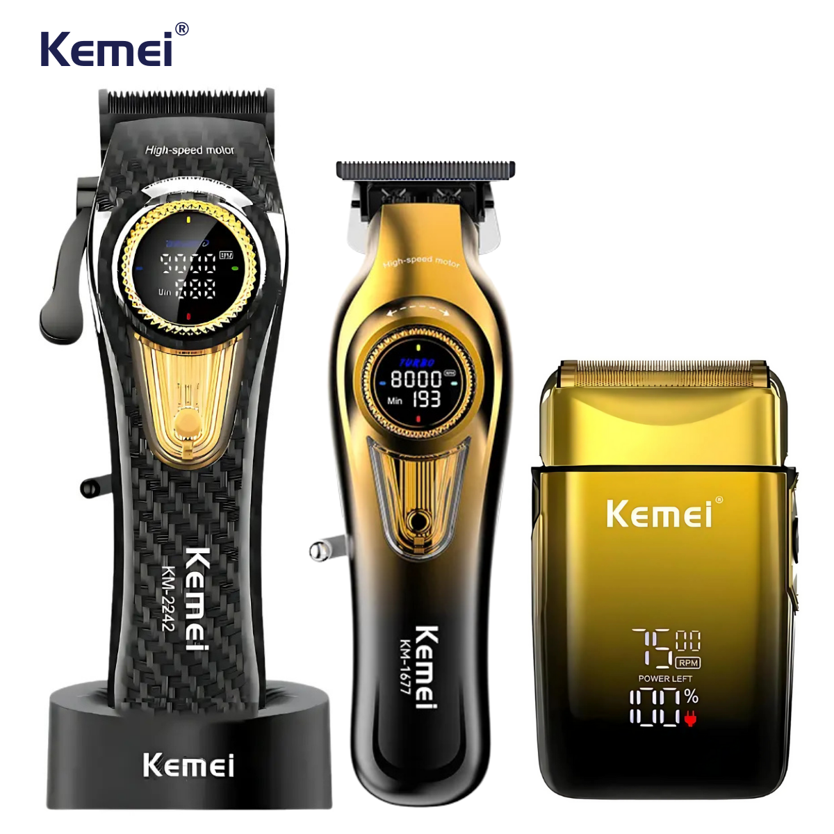 Kit Pro Máquina de Corte Km-2242 + Acabamento Km-1677 + Shaver Km-TX10  | Kemei ®