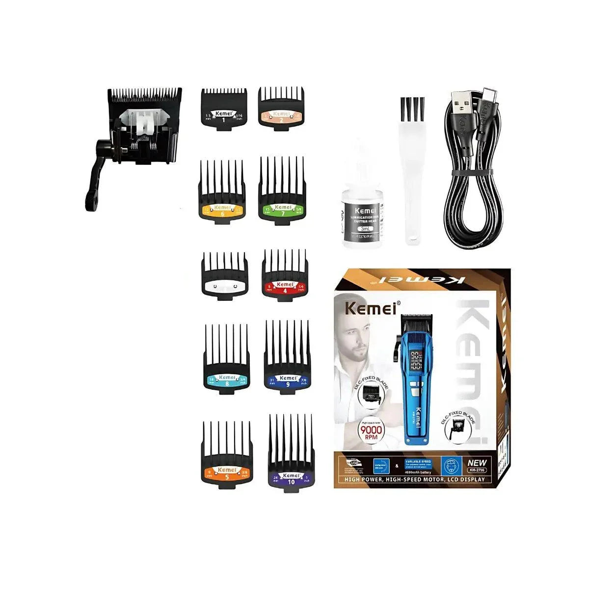 Máquina de Corte Profissional com Lâmina Fade & Taper Km-2796 | Kemei ®