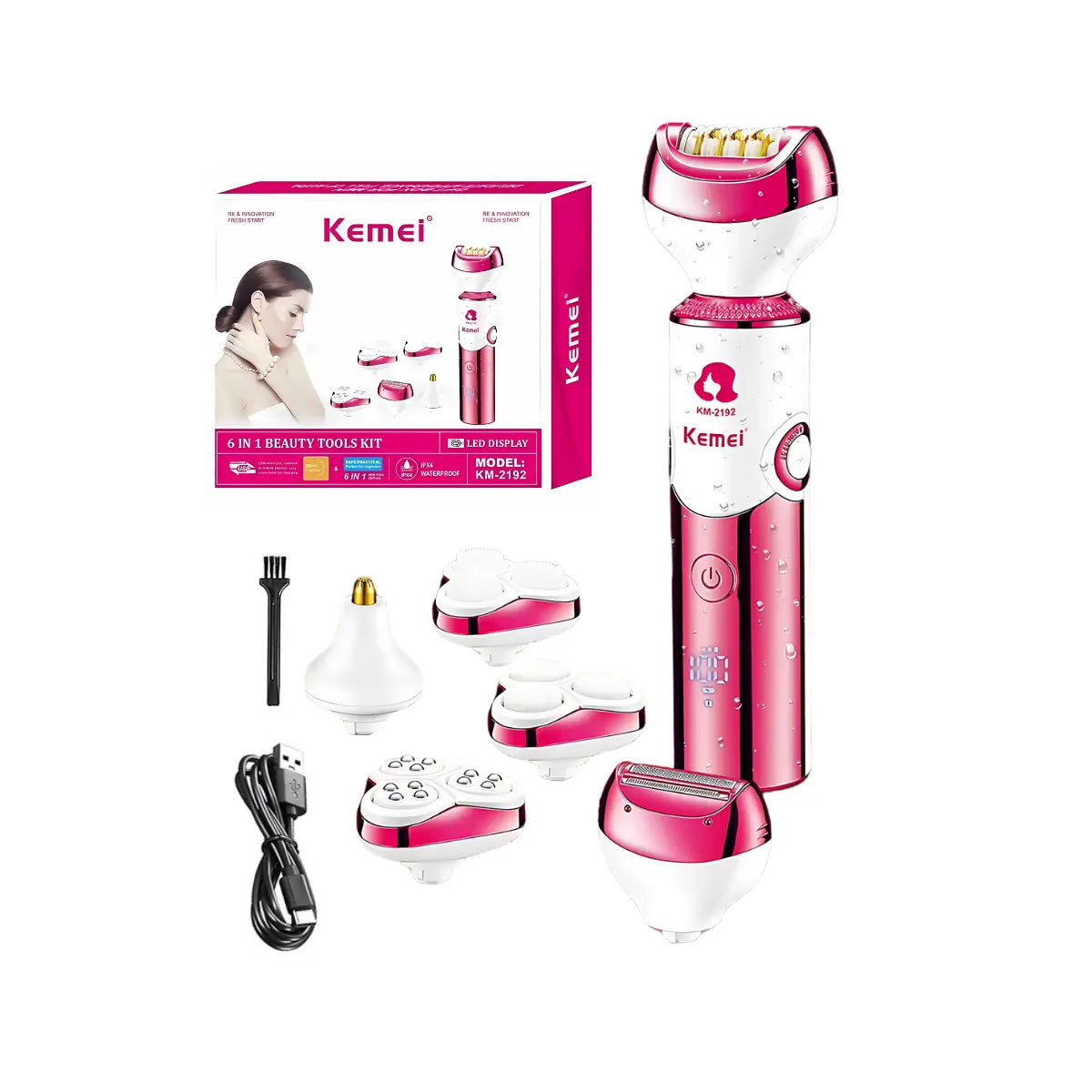 Depilador Feminino 6 em 1 Alta Velocidade com ajuste até 80° km-2192 | Kemei ®