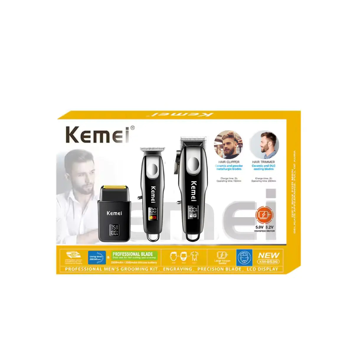 Kit Profissional 3 máquinas Corte + Acabamento + Shaver Km-8531 | Kemei ®