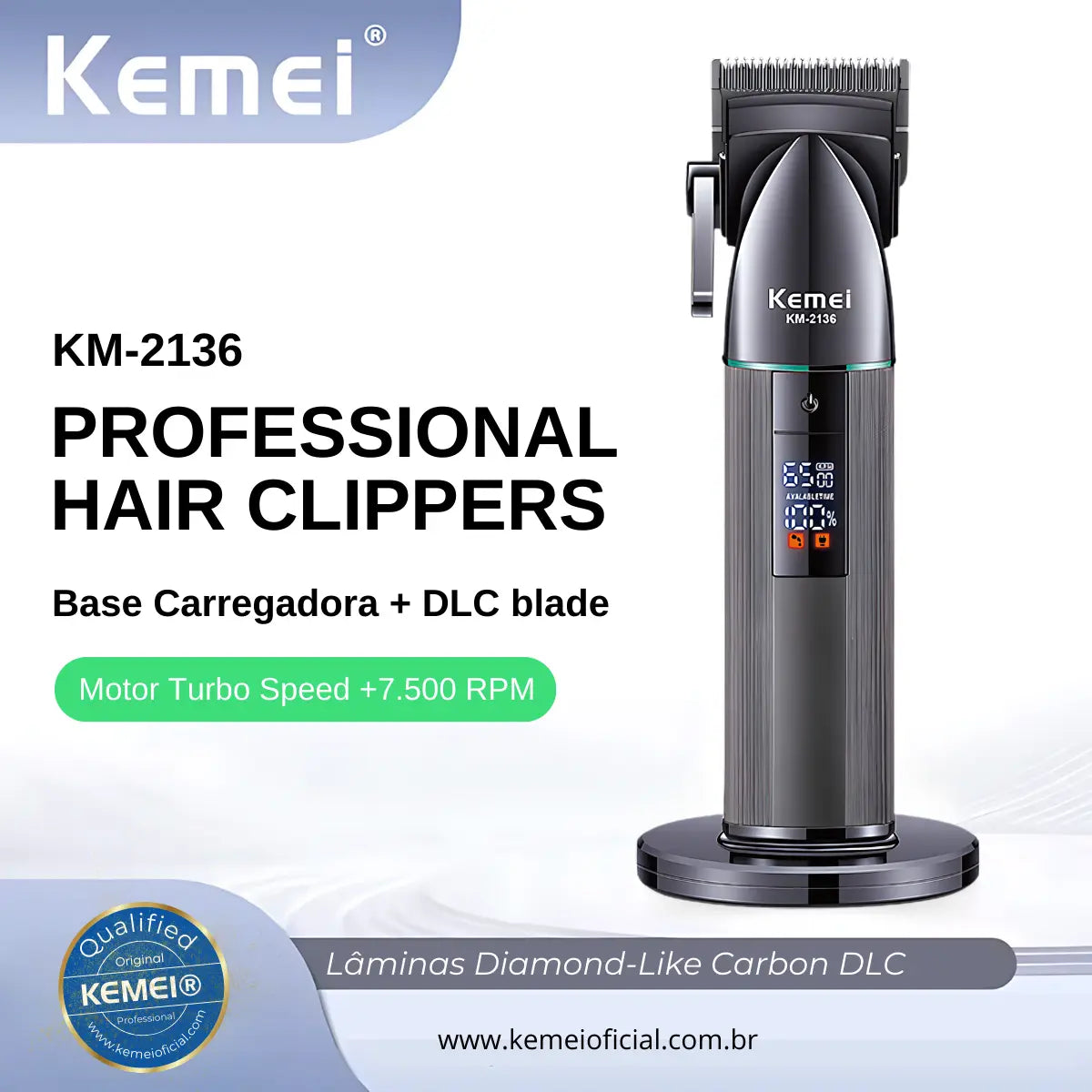 Máquina de Corte Modo Turbo com Base Carregadora Km-2136 | Kemei ®