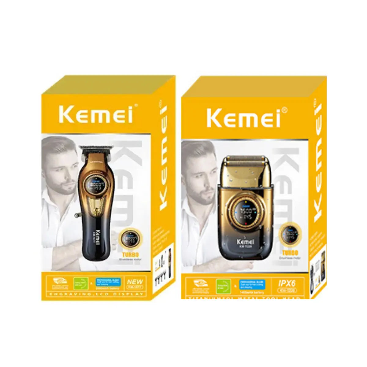 Kit Profissional Máquina de Acabamento Km-1677 + Shaver Km-T228 | Kemei ®