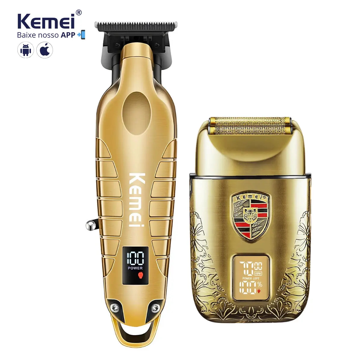 Kit Profissional Máquina de Acabamento Km-2293 + Shaver Km-T93 | Kemei ®