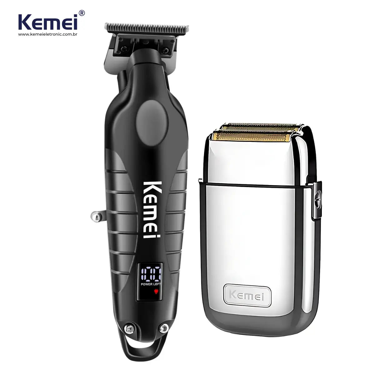 Kit Profissional Máquina de Acabamento Km-2293 + Shaver Km-TX1 | Kemei ®
