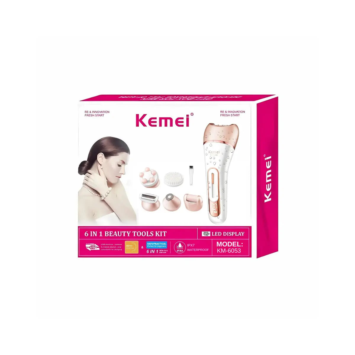 Depilador Feminino 6 em 1 à prova d'agua 2x velocidades km-6053 | Kemei ®